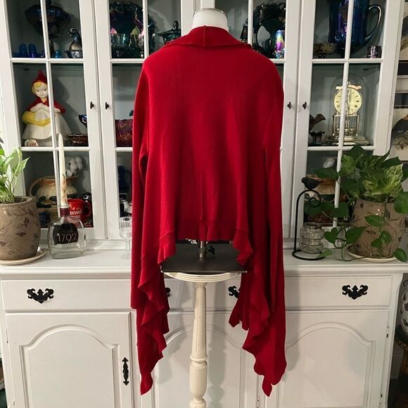 Folio NY Red Cardigan Sweater Sz M/L Longer in Front - Picture 4 of 6